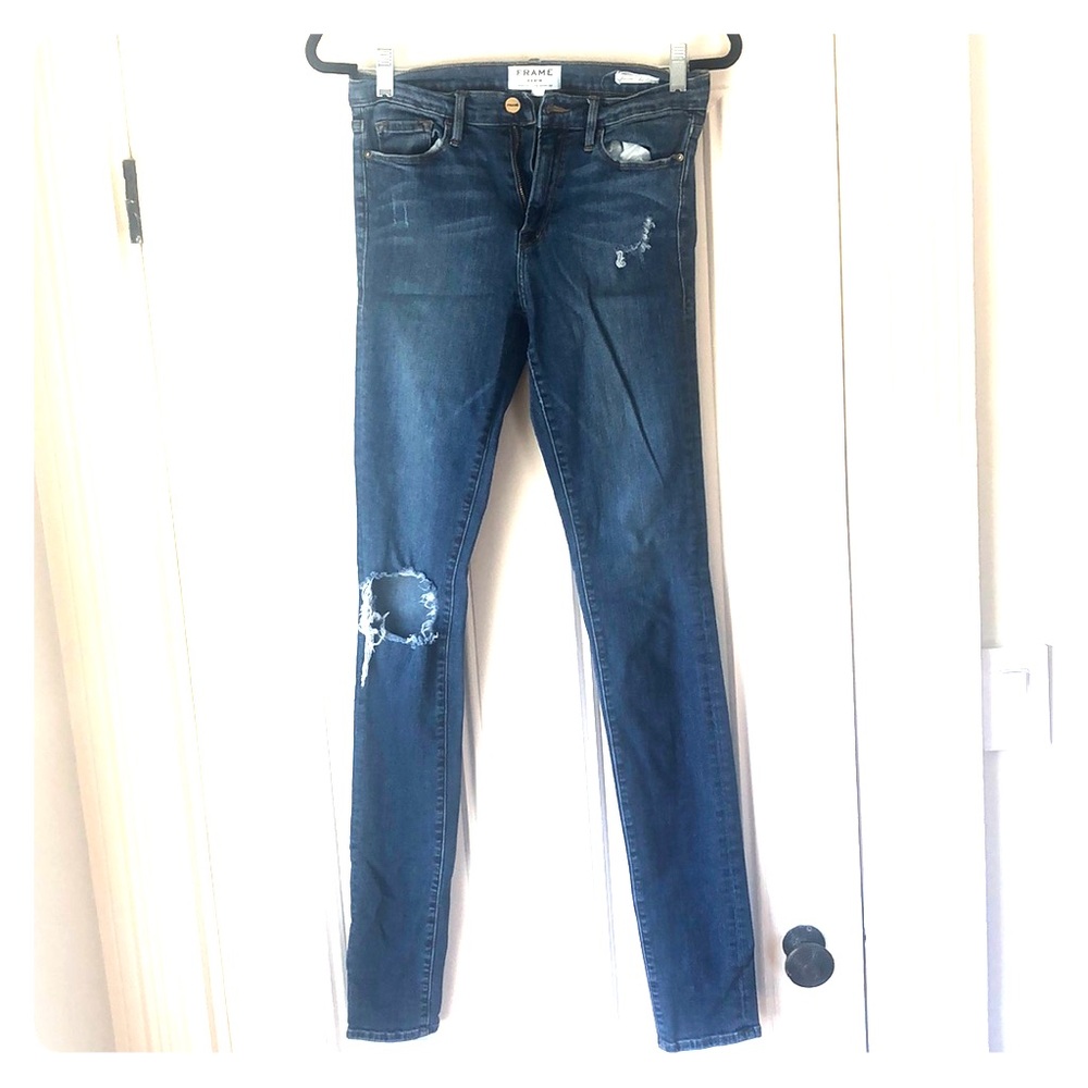 FRAME “Forever Karlie” Distressed Skinny Jeans